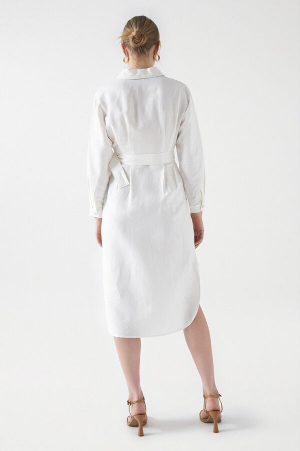 Salsa Jeans Vestido de linho com cinto Tostado