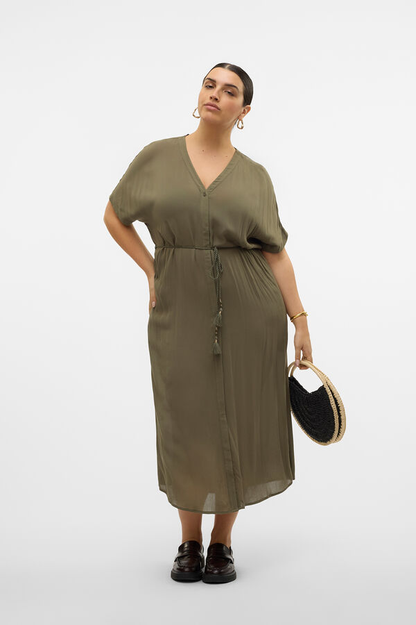 Vero Moda Curve Vestido fluido abotonado talla grande Verde