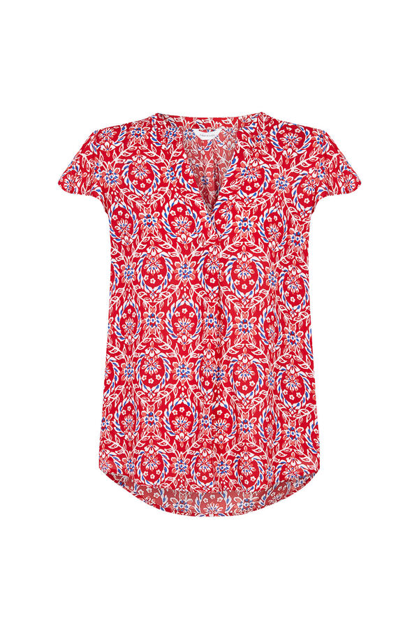 Cortefiel Blusa manga volante Estampado rojo