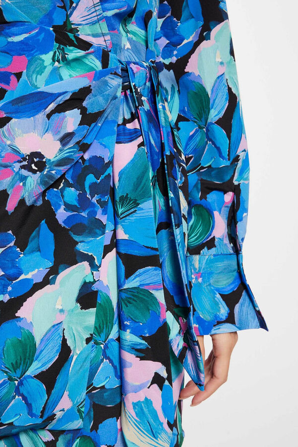 Morgan Vestido curto estampado floral Azul