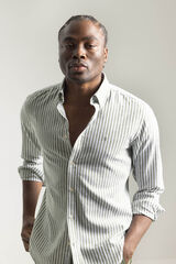 PuroEGO Camisa de linho &agrave;s riscas Verde