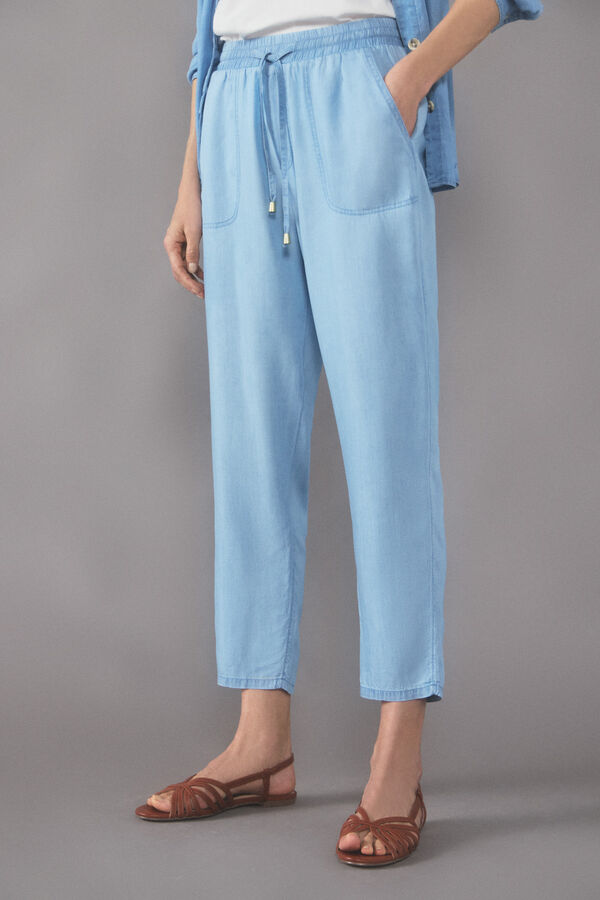 Cortefiel Pantal&oacute;n fluido 100% tencel Azul oscuro