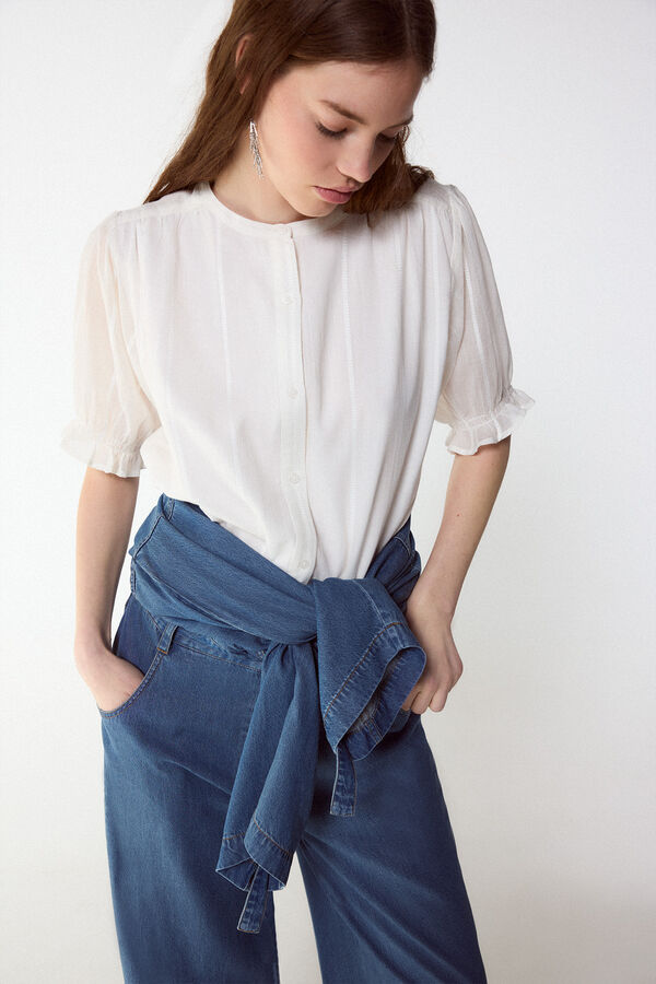 Slowlove Blusa dobby fluida Ecru