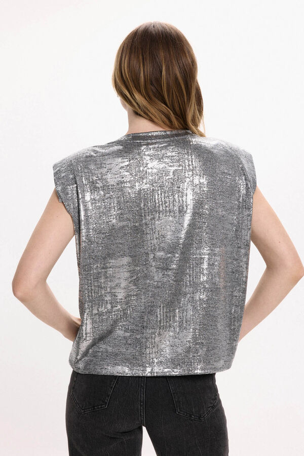 Vila Top sin mangas metalizado Gris