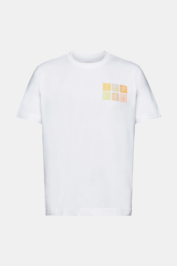 Esprit T-shirt logo multicolor algod&atilde;o org&acirc;nico Branco