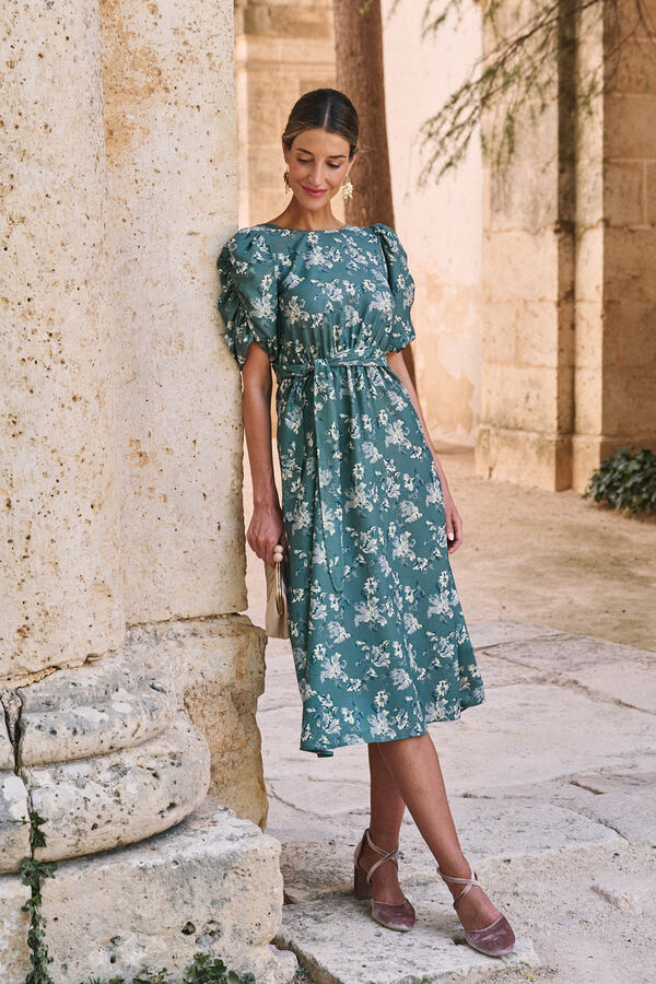 Pol&iacute;n Et Moi Vestido con flores Verdena Kaki