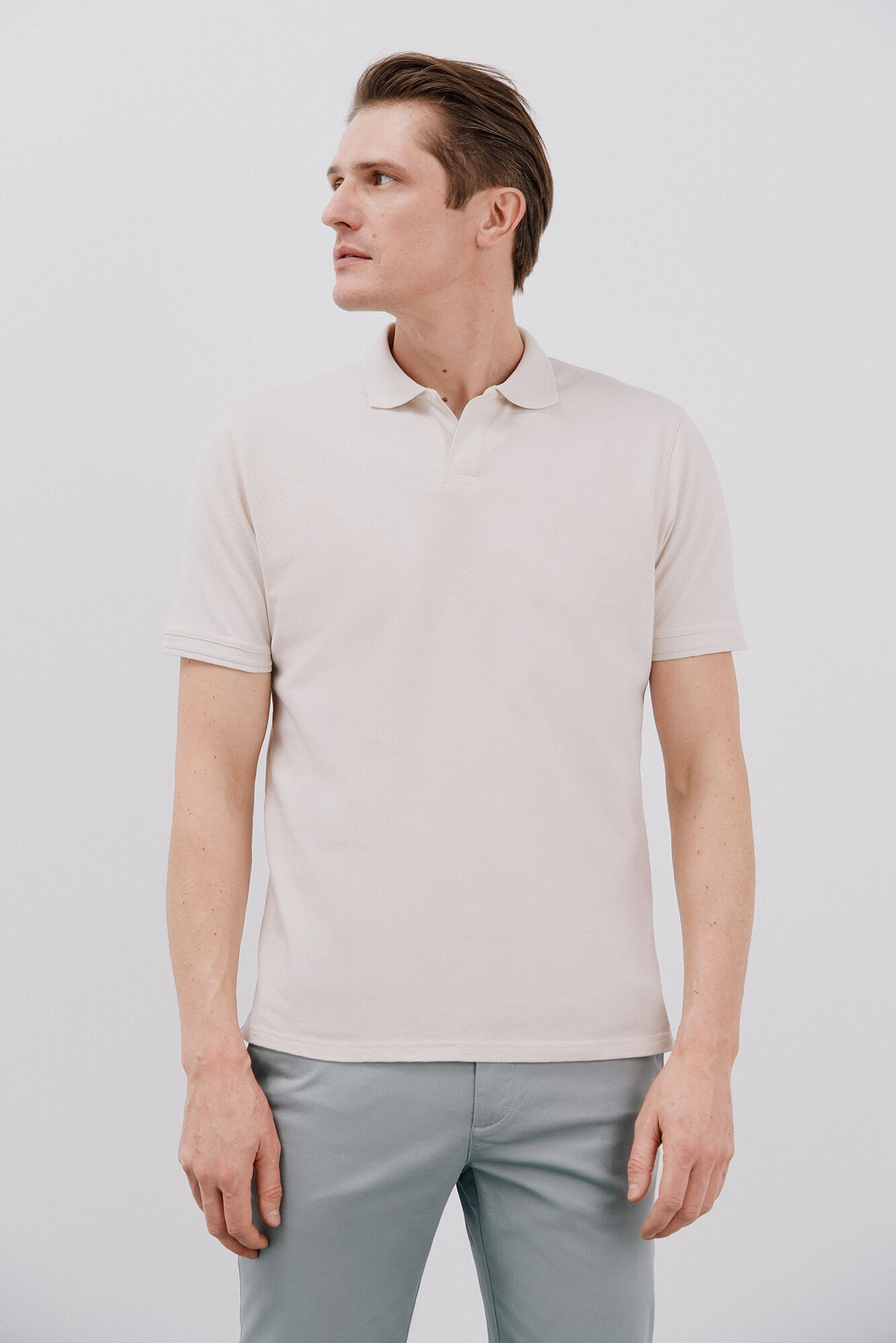 Cortefiel Polo estruturado com gola aberta