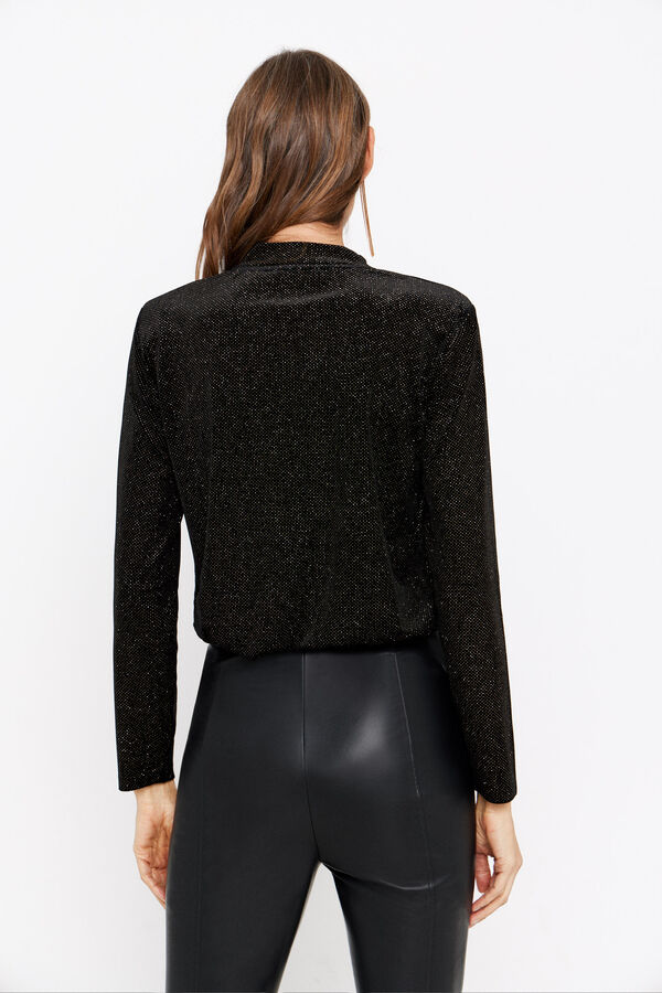 Cortefiel Top terciopelo con hombreras Negro