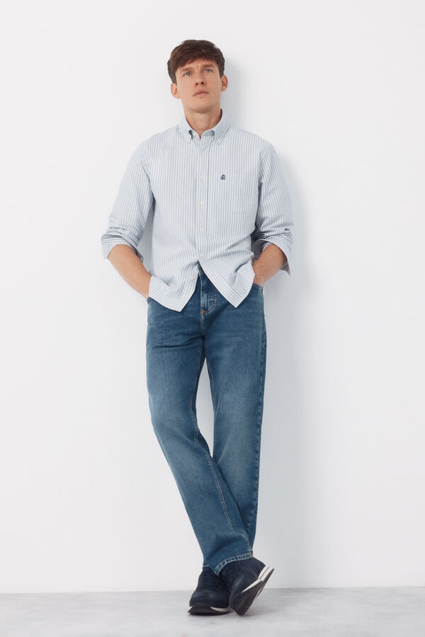Cortefiel Camisa oxford riscas Azul