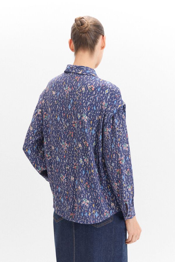 Cortefiel Camisa pliegue estampada Estampado azul