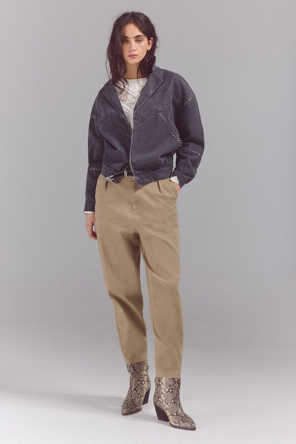 Slowlove Pantal&oacute;n sarga ancho Marr&oacute;n