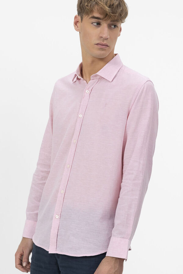 elPulpo Camisa de gola italiana com linho Subiu