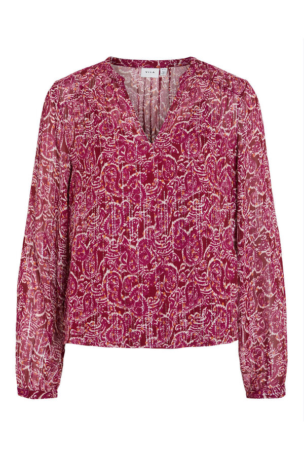 Vila Blusa de manga larga estampada con l&uacute;rex Rosa