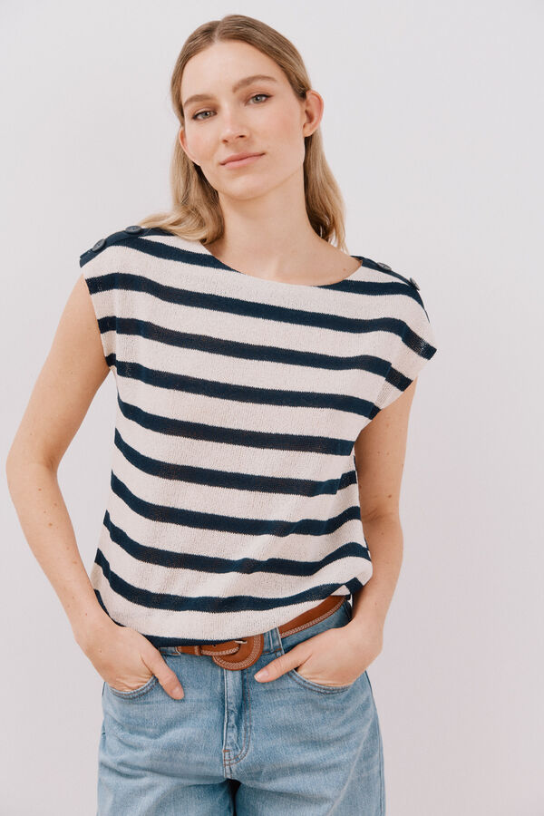 Cortefiel Camiseta textura rayas Estampado azul