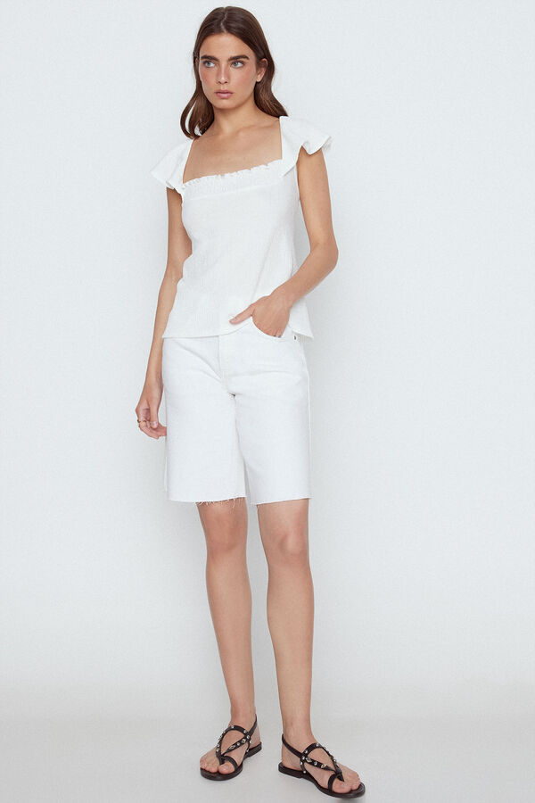 Slowlove T-shirt folhos Ecru