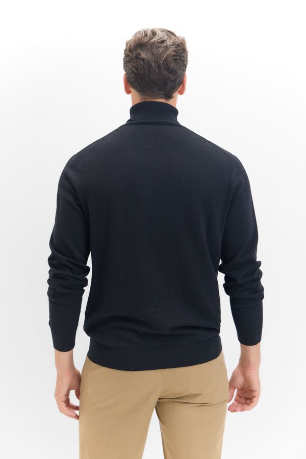 Cortefiel Camisola algod&atilde;o caxemira gola alta  Preto