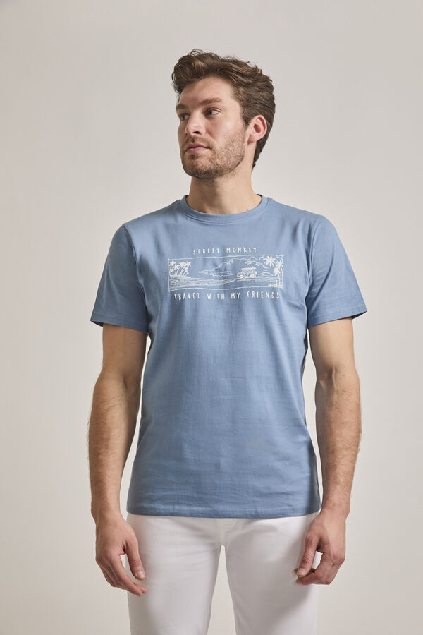 Street Monkey Camiseta manga curta da moda Azul