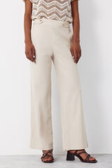 Cortefiel Pantal&oacute;n con lino con botones dorados Beige