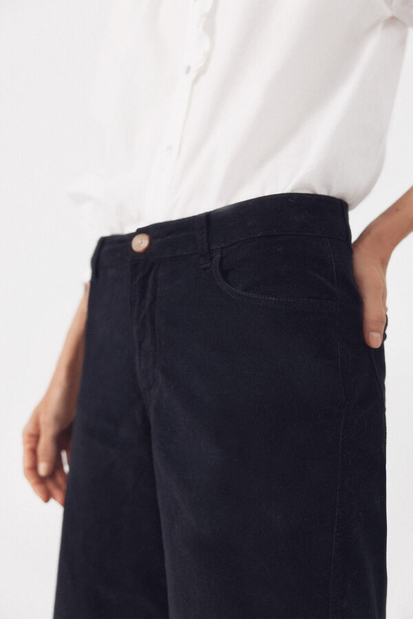 Cortefiel Pantalones Marine Velvet Negro