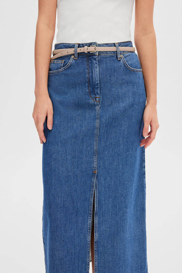Selected Femme Saia midi denim com abertura frontal Azul