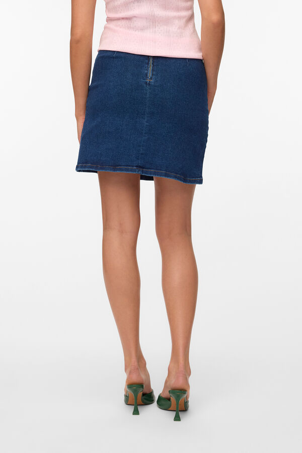 Vero Moda Saia curta jeans com fenda Azul