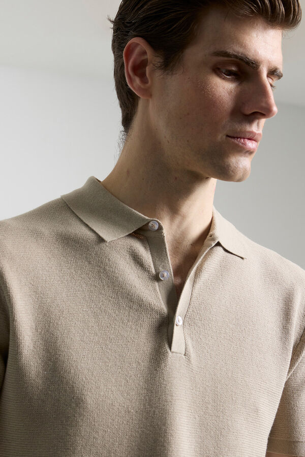 PuroEGO Camisa polo de malha camisola Tostado