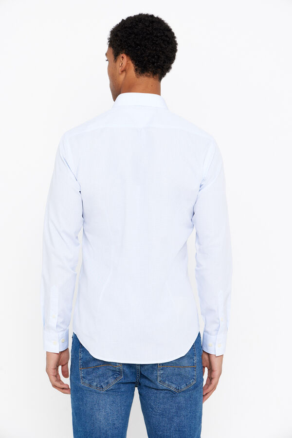 Cortefiel Camisa vestir cuadros slim fit f&aacute;cil plancha Azul