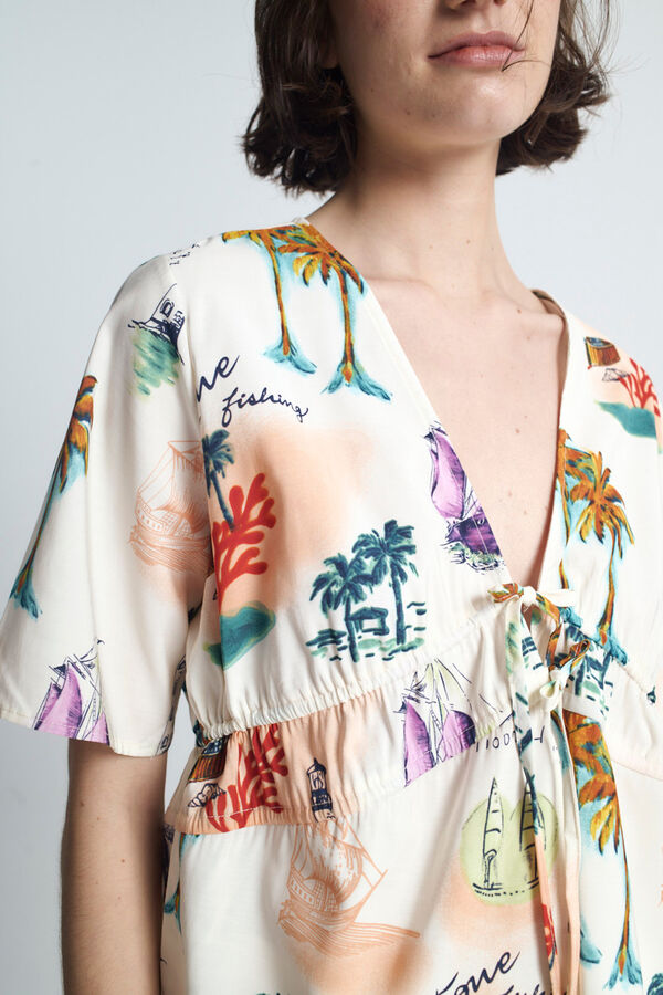 Object Top estampado com nó Cinzento