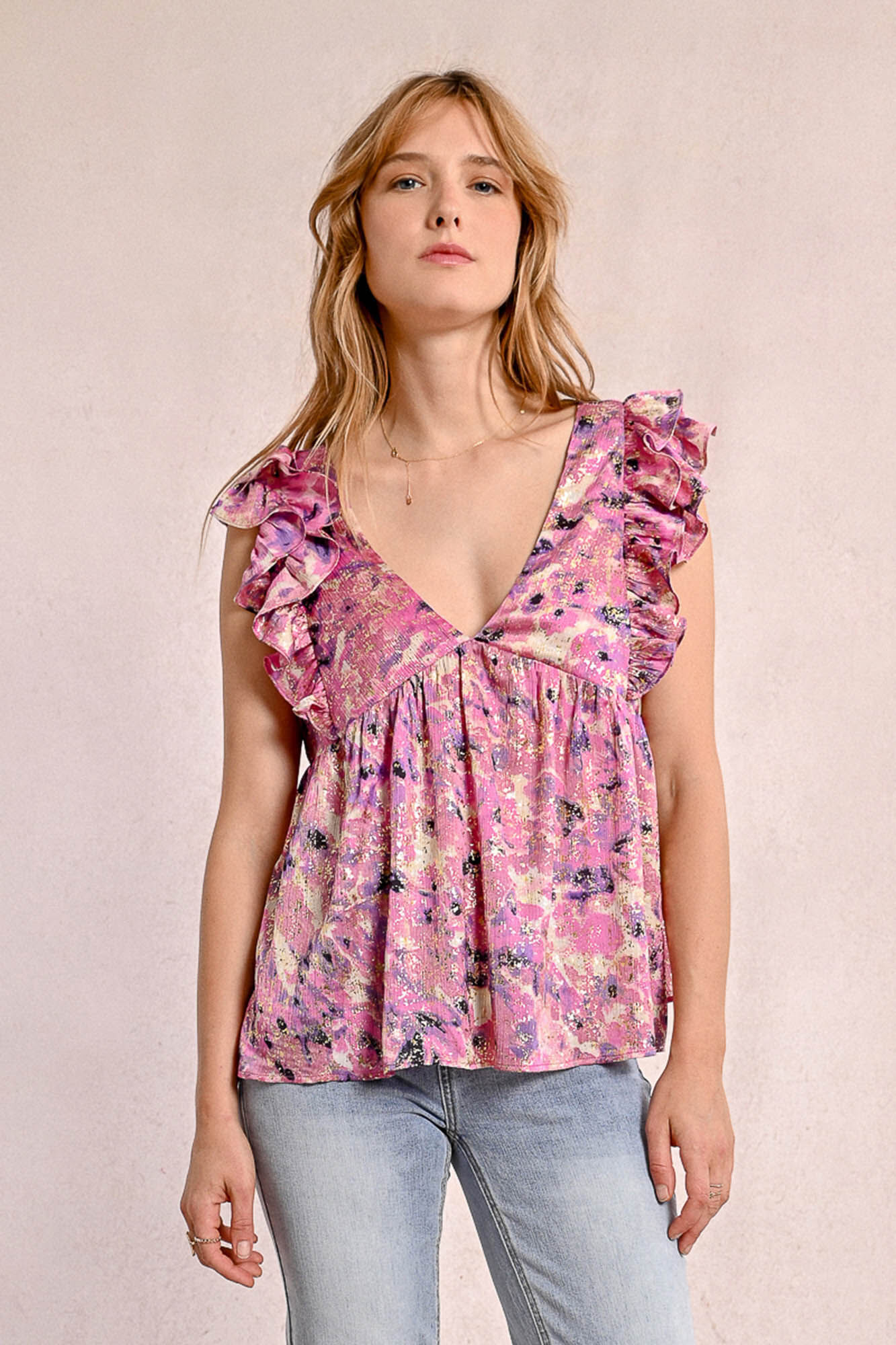 Molly Bracken Blusa manga curta com estampado