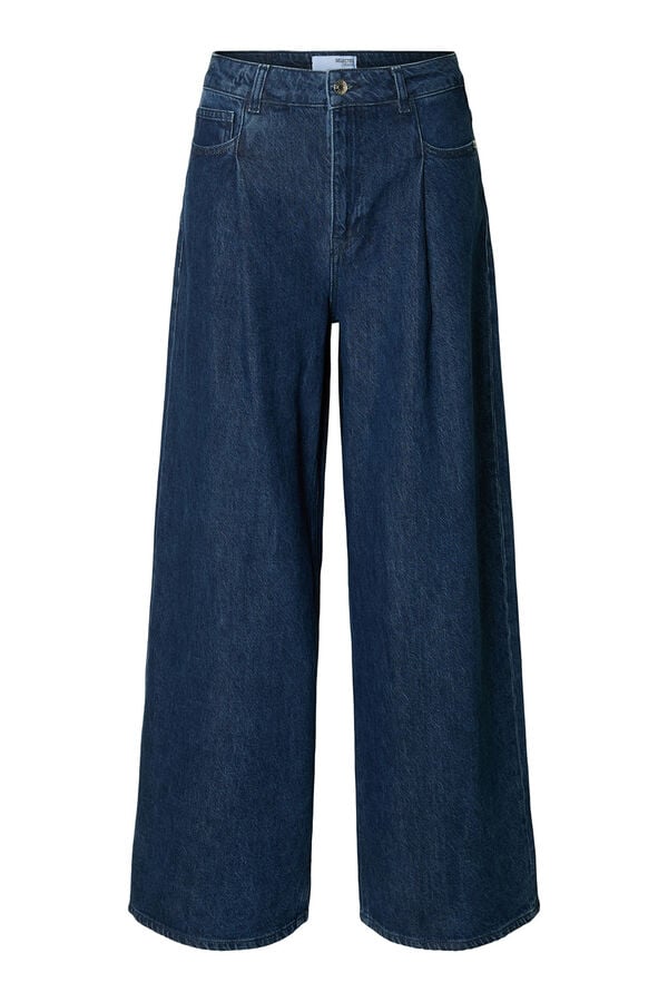 Selected Pantal&oacute;n vaquero pinzas algod&oacute;n org&aacute;nico. Azul marino