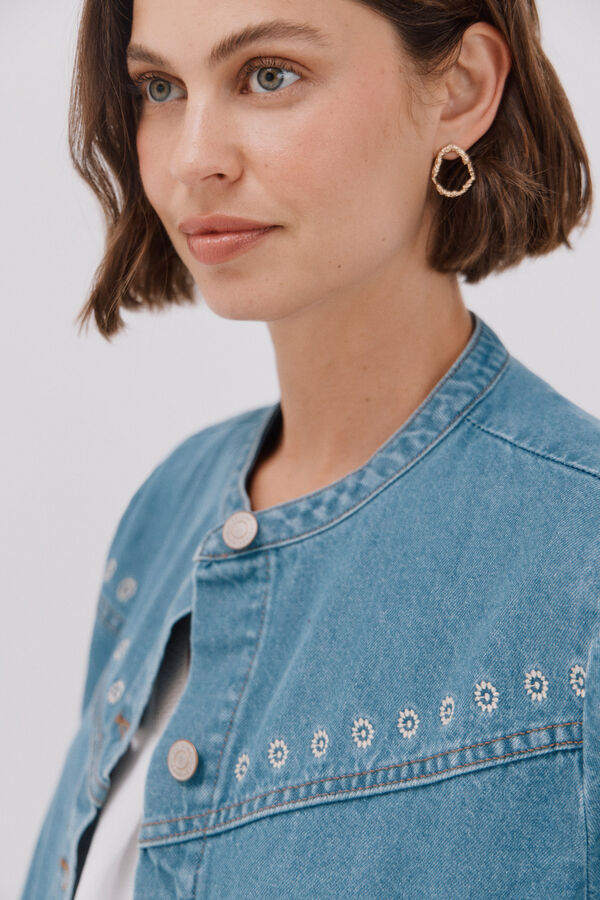 Cortefiel Cazadora Vaquera bordada Azul