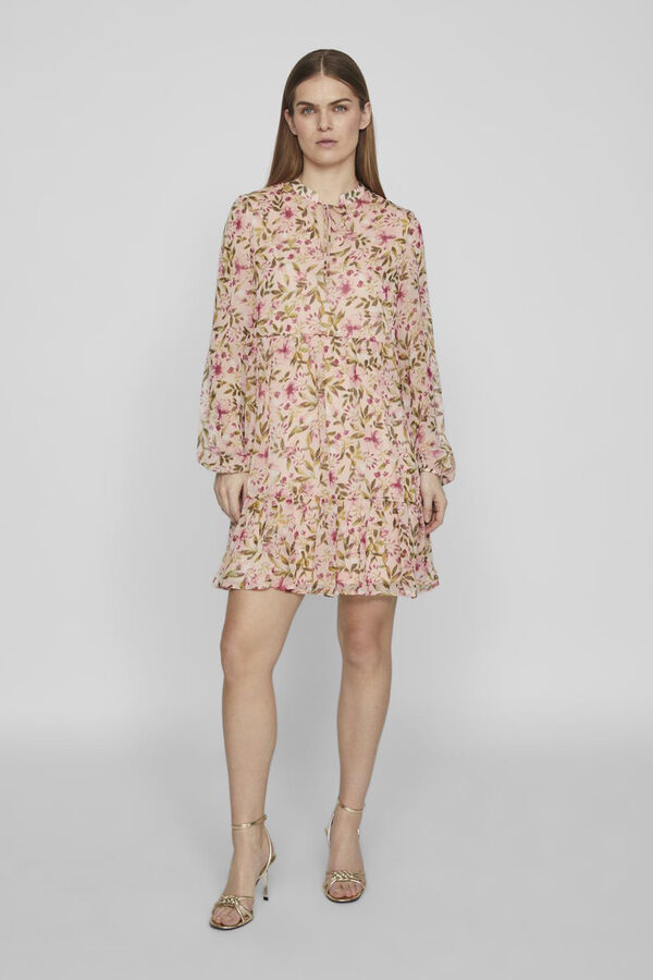 Vila Vestido curto estampado de manga comprida Subiu