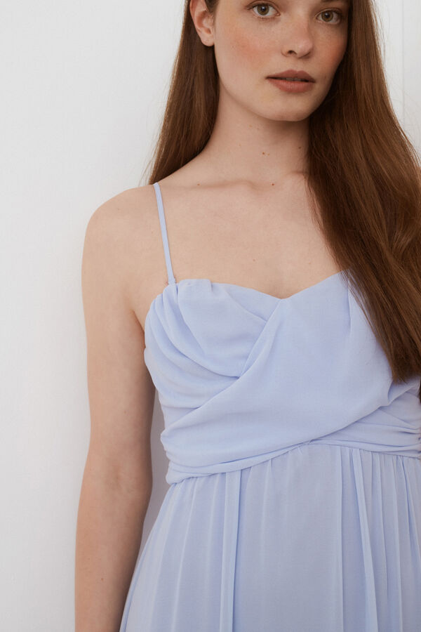 Vila Vestido comprido de festa com alças Azul