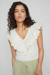 Vila Top entallado con volante Blanco