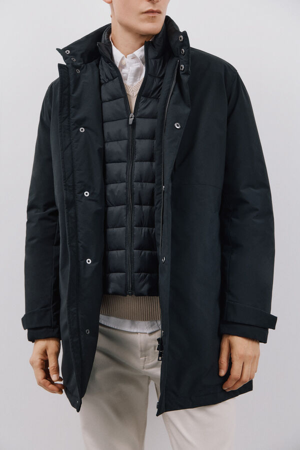 Cortefiel Impermeable con desmontable Negro