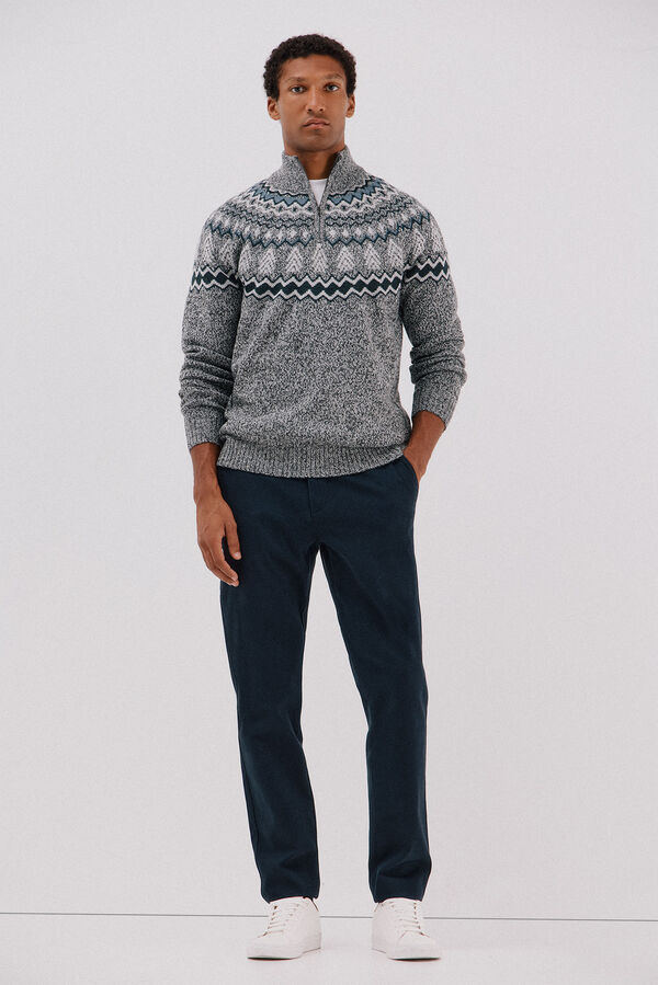 Cortefiel Pantal&oacute;n chino print slim Azul oscuro