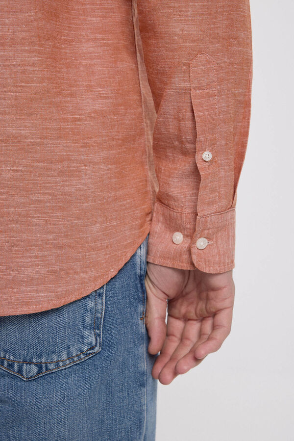 Jack & Jones Camisa regular fit com linho Laranja