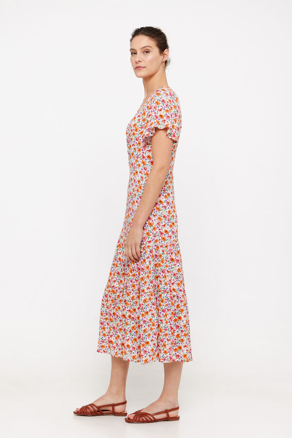 Cortefiel Vestido largo estampado Multicolor