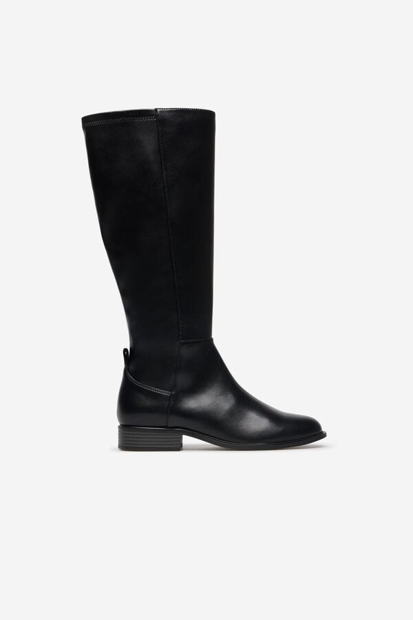 Cortefiel Bota alta el&aacute;stica Negro