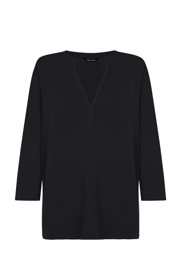 Cortefiel Camiseta b&aacute;sica fluida Negro