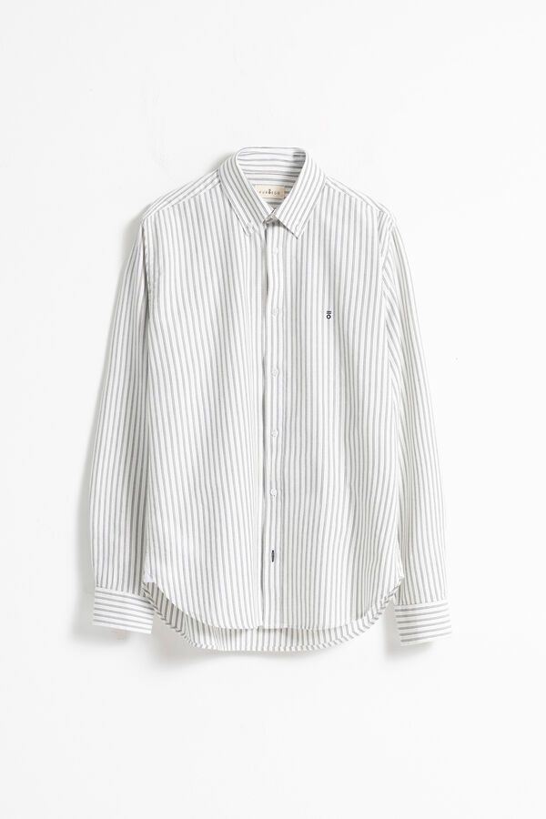 PuroEGO Camisa oxford slim algod&oacute;n raya Estampado blanco