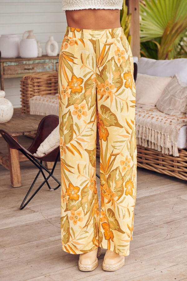 Jaase Pantalon wide leg Estampado amarillo
