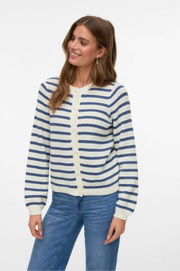 Vero Moda Cardigan abotonada manga larga Estampado azul