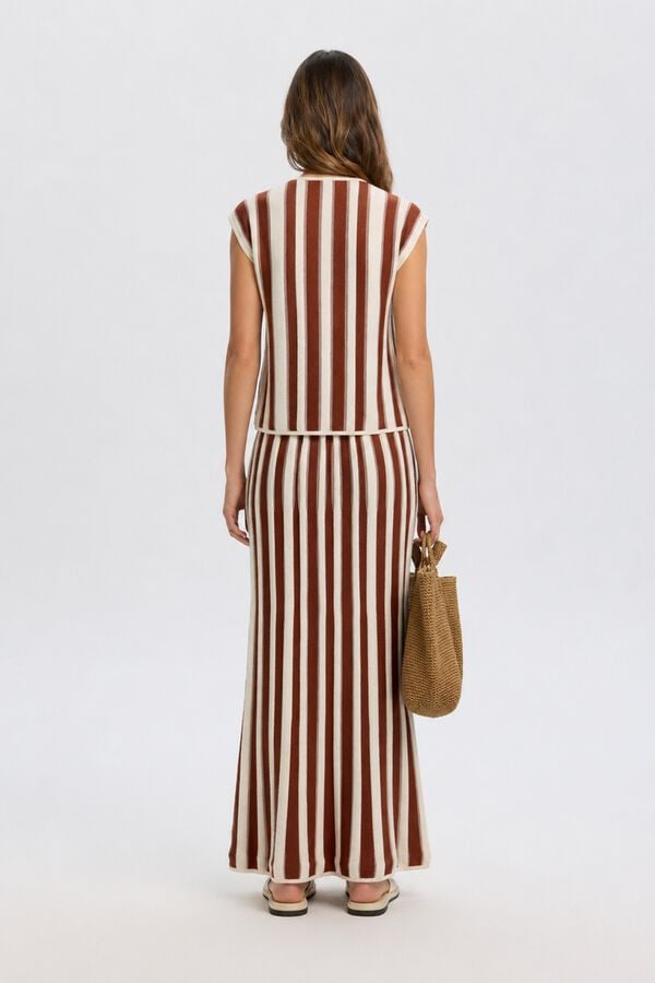 Selected Falda punto rayas Estampado beige
