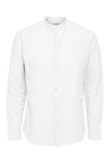 Cortefiel Camisa cuello mao lino Blanco
