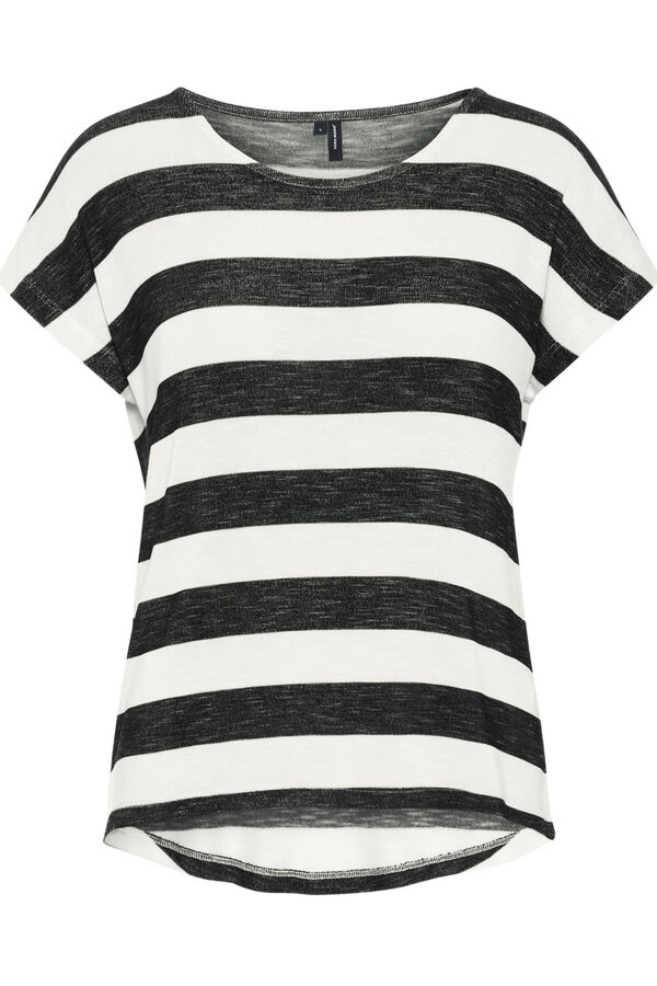 Vero Moda Camiseta a rayas de mujer manga corta Negro