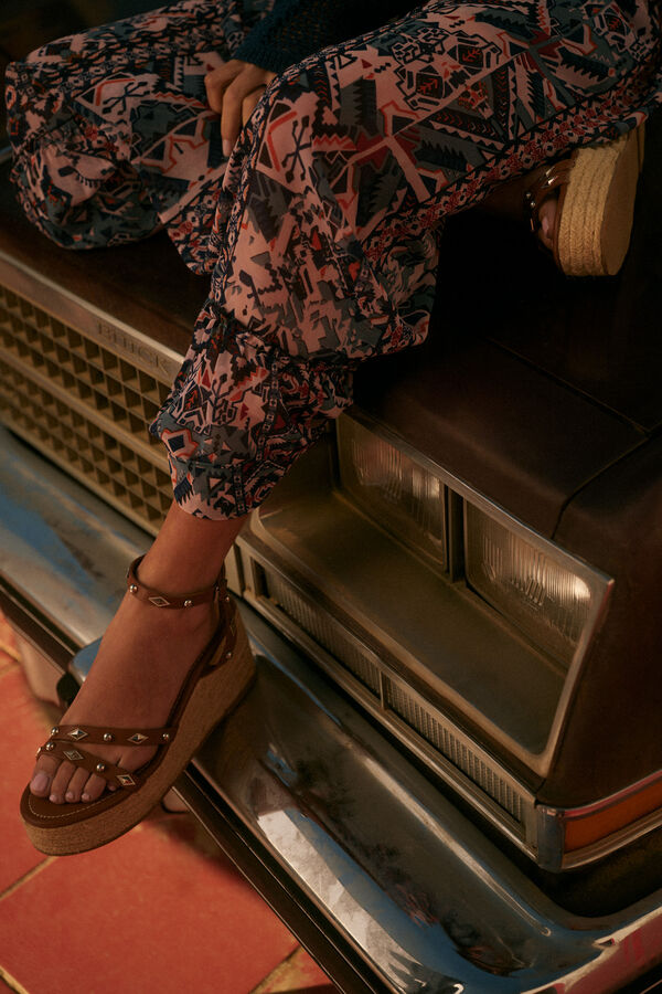 Slowlove Sand&aacute;lia cunha pele Castanho