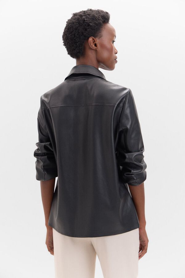 Cortefiel Cazadora efecto piel botones Negro