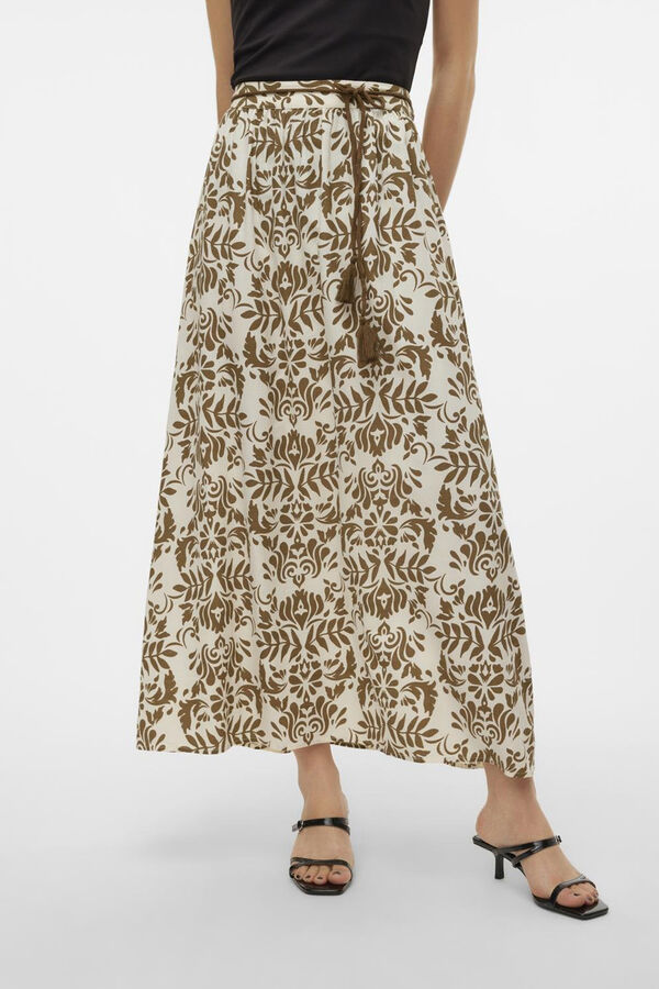 Vero Moda Saia midi flu&iacute;da Castanho