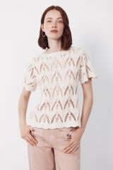 Cortefiel Top crochet Blanco